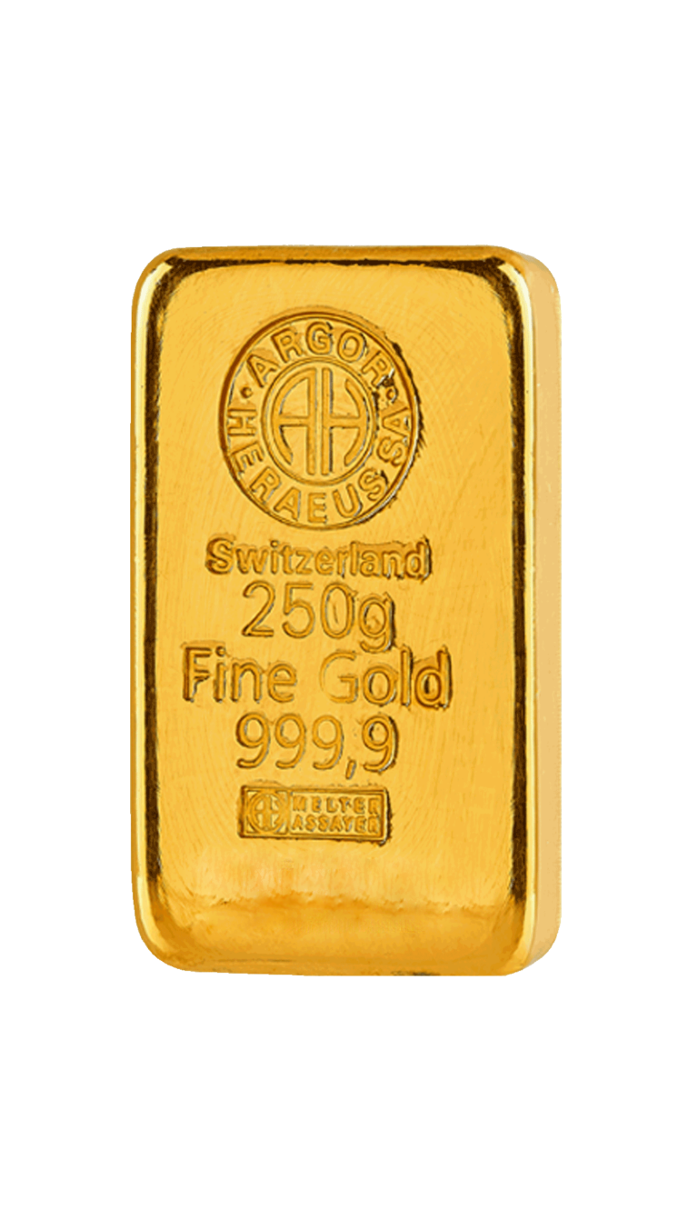 Cast gold bar Argor-Heraeus 250 g - photo 1